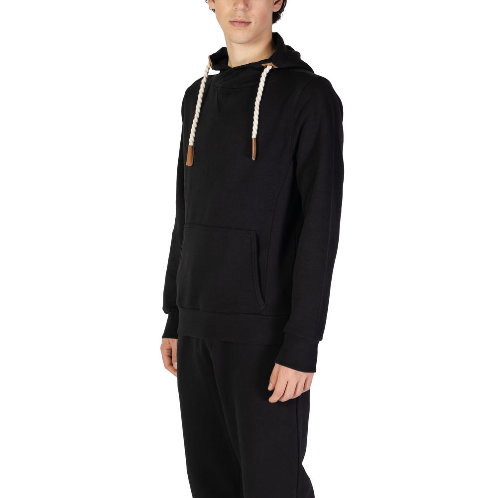 Hydra Clothing - Men's Black Cotton Hoodie with Rope Drawstrings