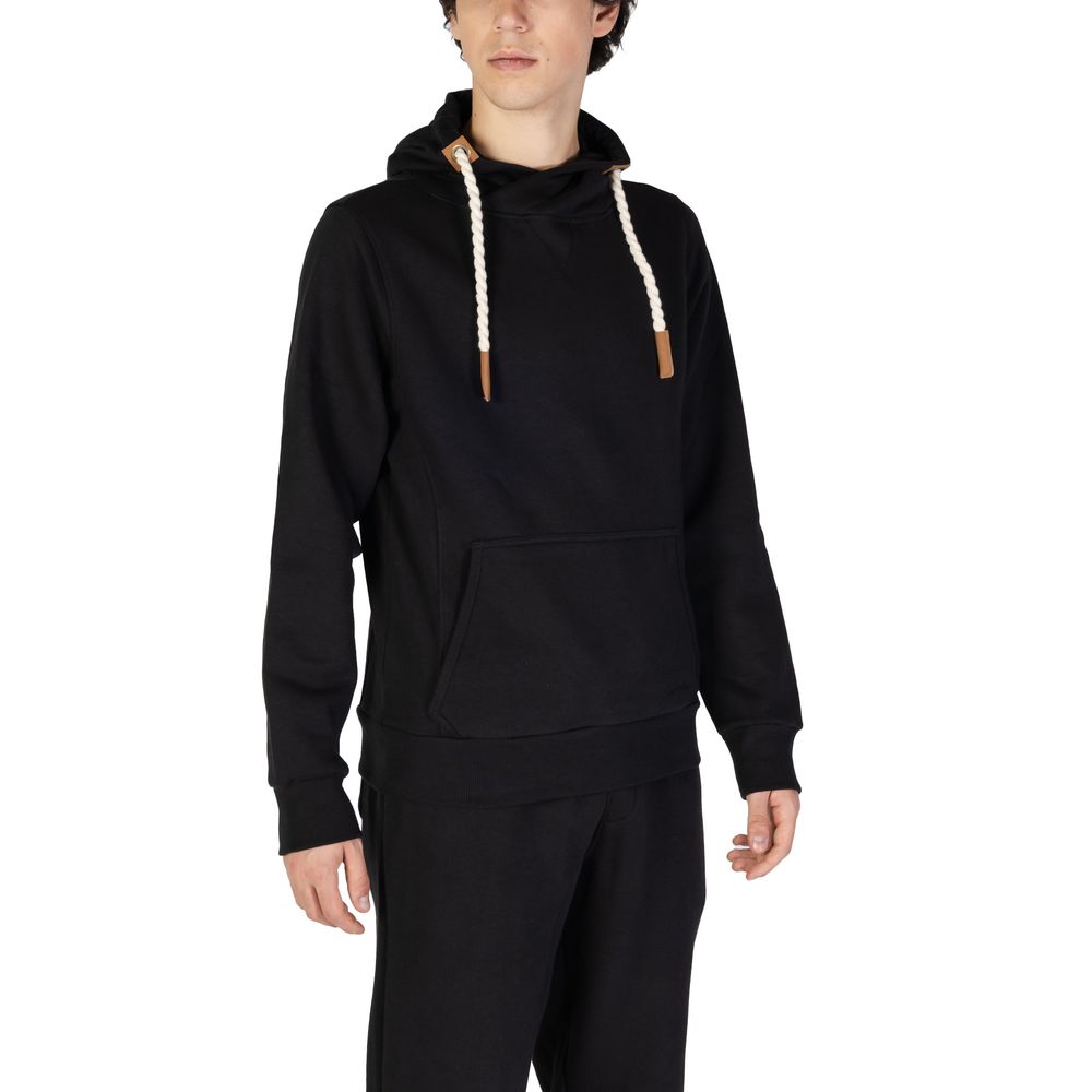 Hydra Clothing - Men's Black Cotton Hoodie with Rope Drawstrings