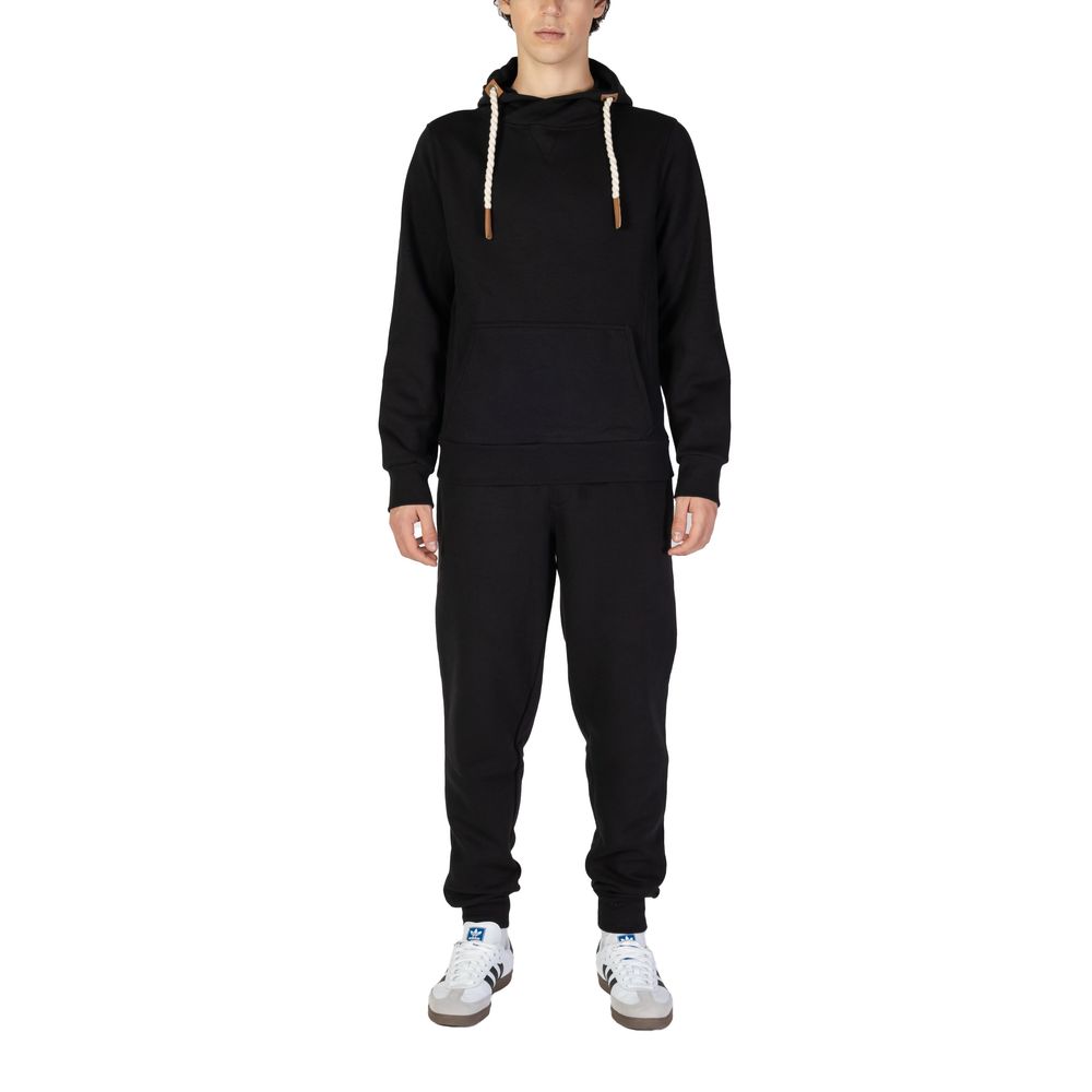 Hydra Clothing - Men's Black Cotton Hoodie with Rope Drawstrings