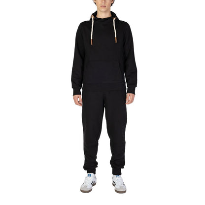 Hydra Clothing - Men's Black Cotton Hoodie with Rope Drawstrings