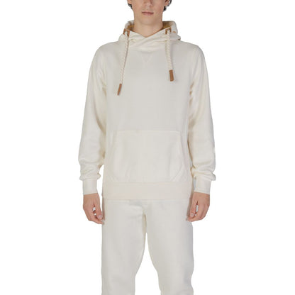 Hydra Clothing - Men's Cream Cotton Hoodie with Rope Detail Drawstrings
