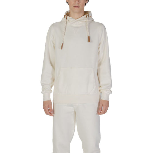 Hydra Clothing - Men's Cream Cotton Hoodie with Rope Detail Drawstrings