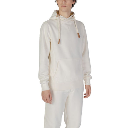 Hydra Clothing - Men's Cream Cotton Hoodie with Rope Detail Drawstrings