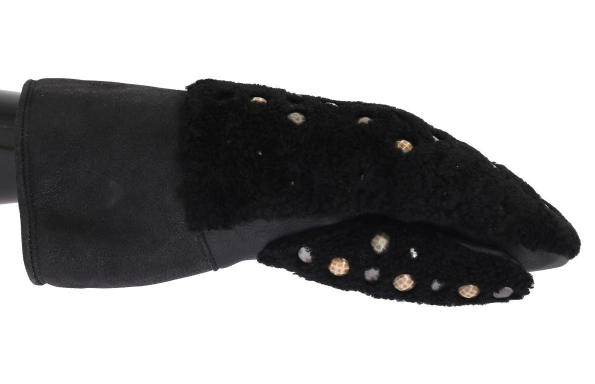  - Studded Black Leather Gentleman's Gloves