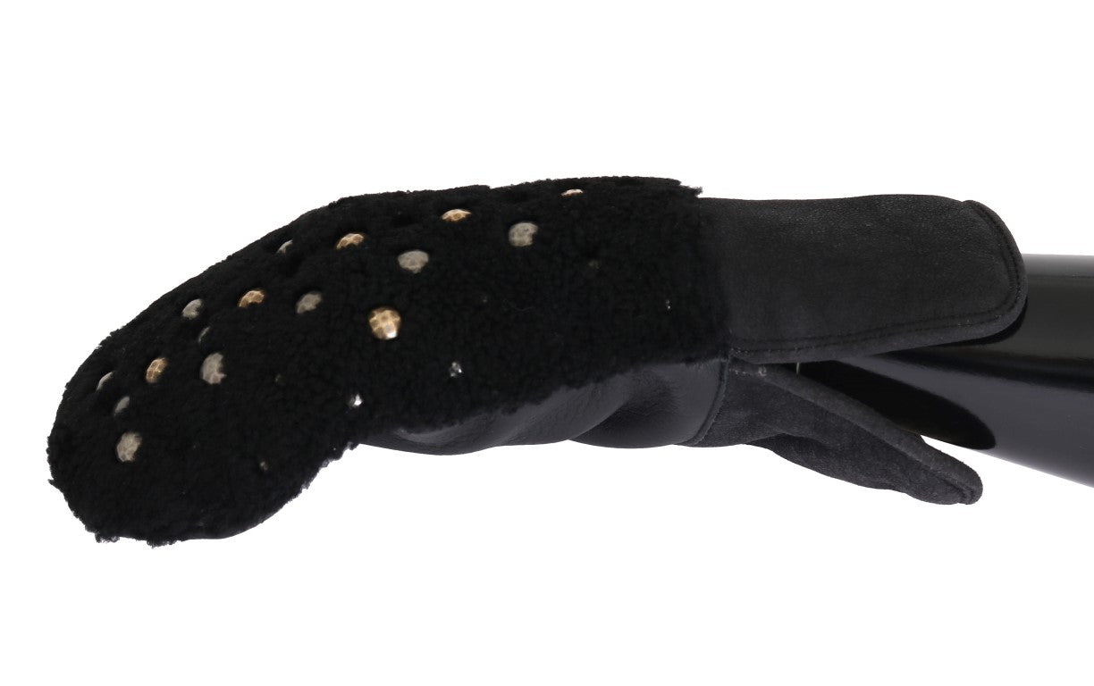  - Studded Black Leather Gentleman's Gloves