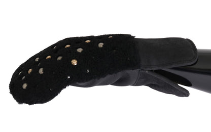  - Studded Black Leather Gentleman's Gloves