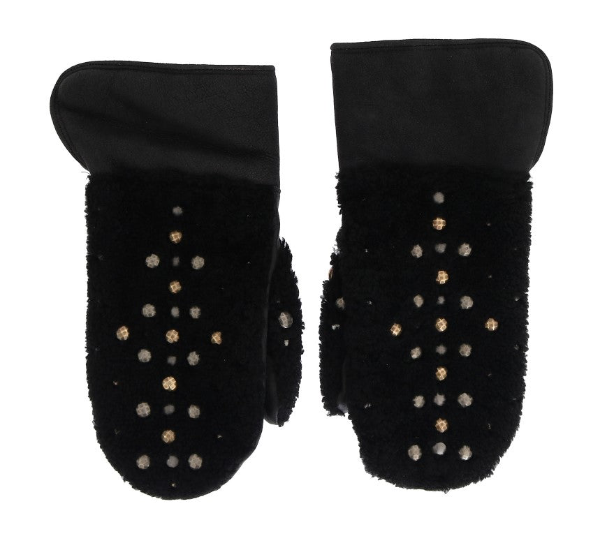  - Studded Black Leather Gentleman's Gloves