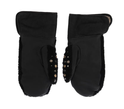  - Studded Black Leather Gentleman's Gloves