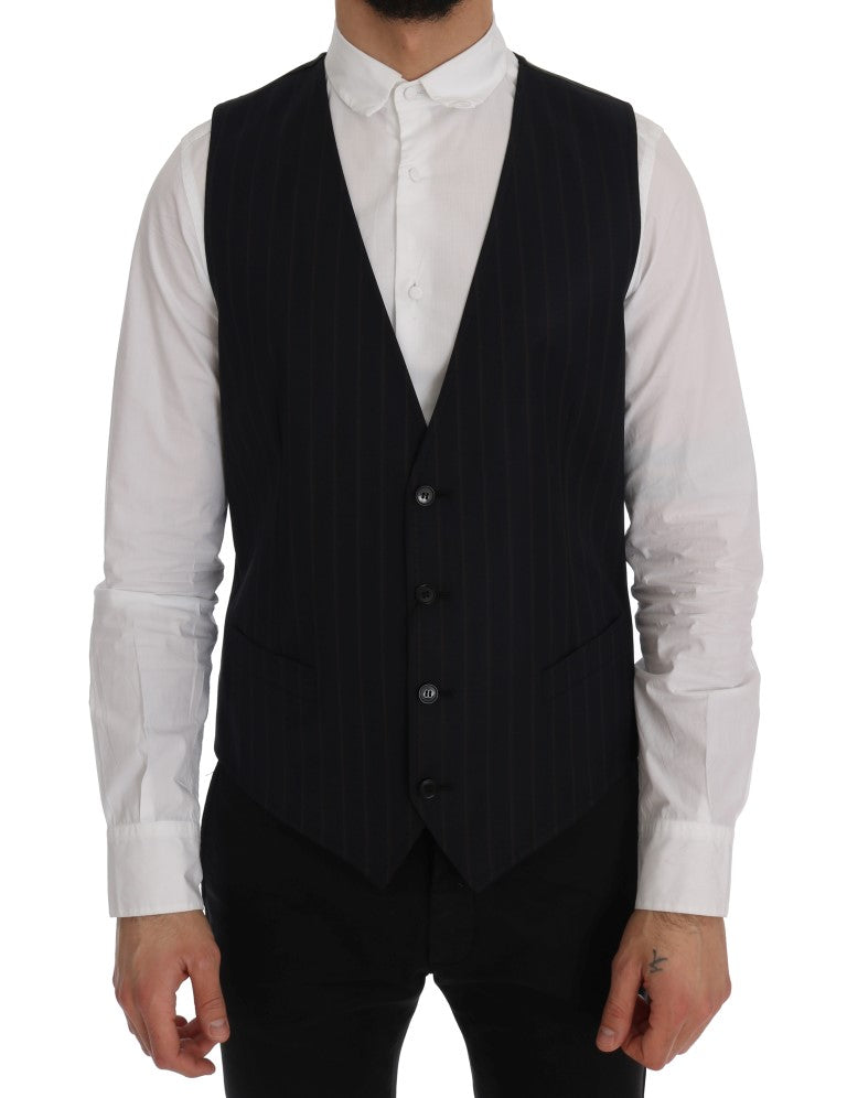  - Elegant Striped Wool Blend Vest Waistcoat