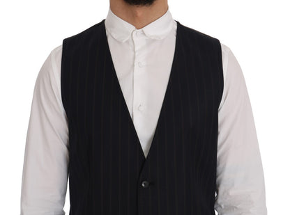  - Elegant Striped Wool Blend Vest Waistcoat