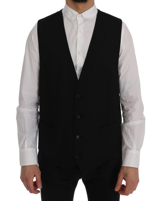  - Elegant Striped Wool Blend Waistcoat Vest