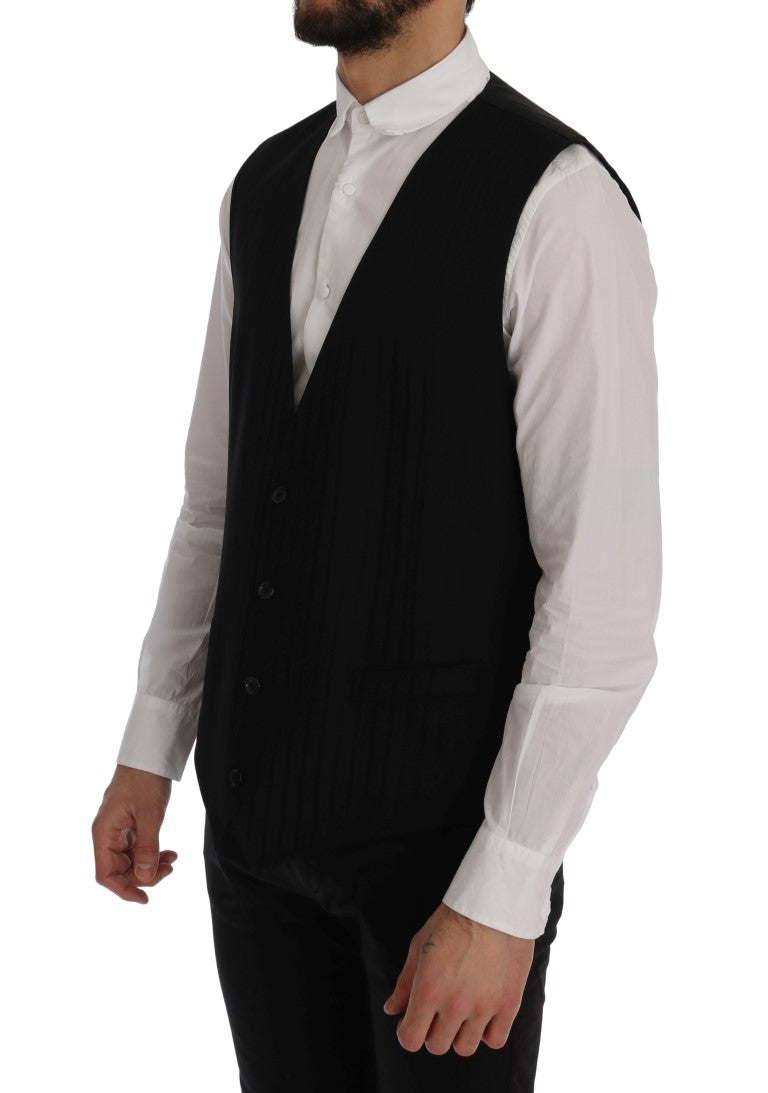  - Elegant Striped Wool Blend Waistcoat Vest