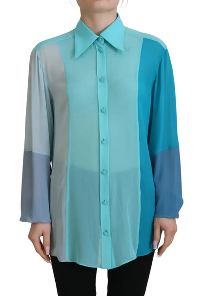  - Blue Collar Long Sleeve Blouse Silk Top