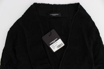  - Elegant Black Merino Wool Cardigan