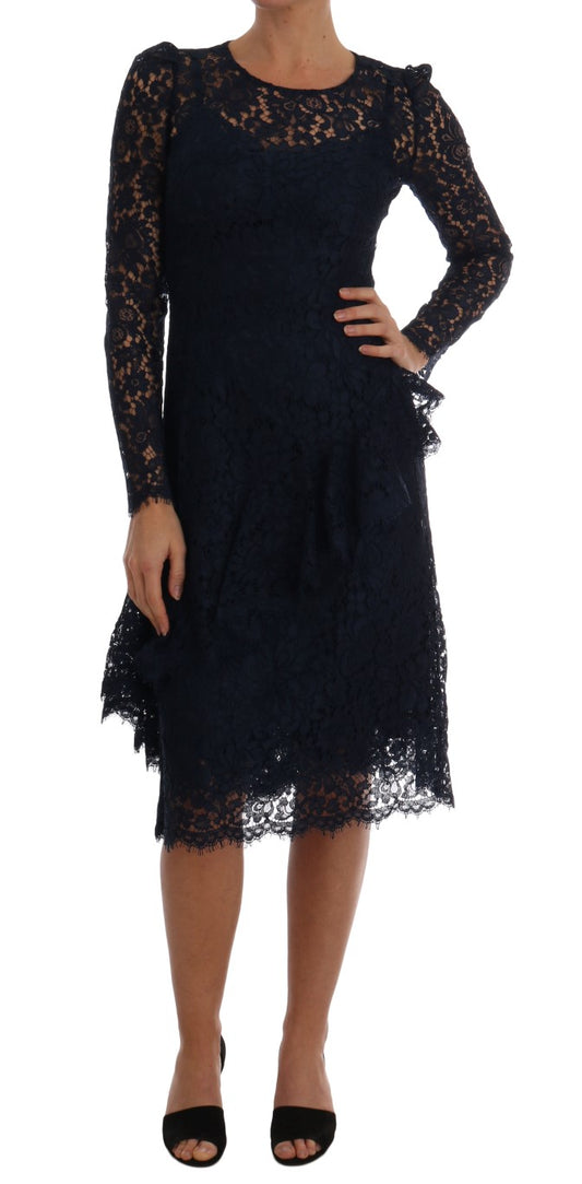  - Elegant Floral Lace A-Line Dress