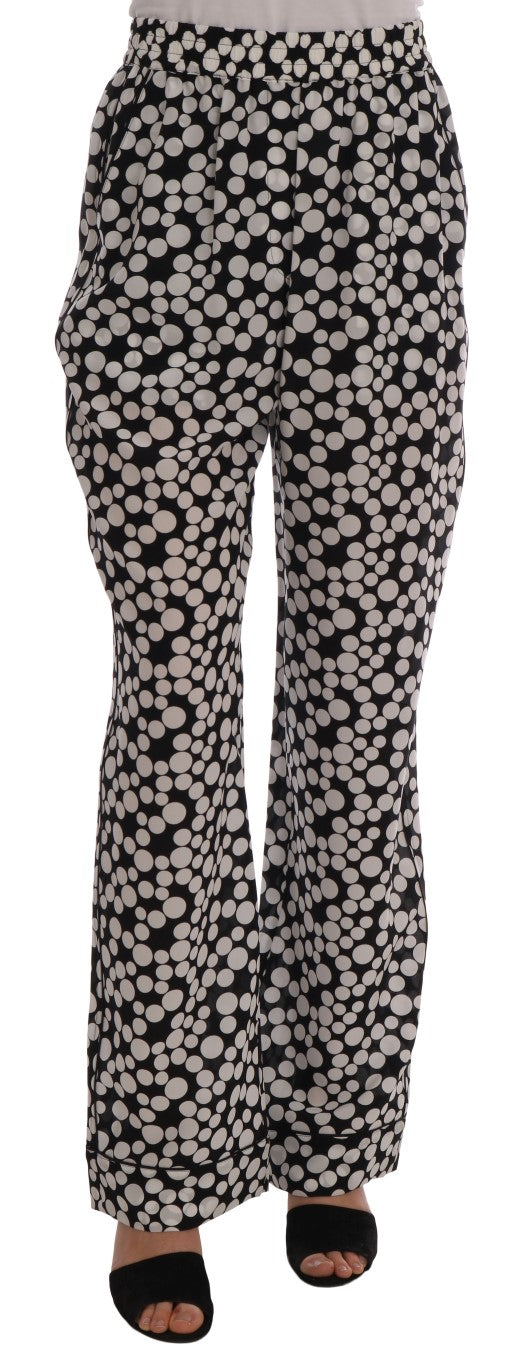  - Elegant Polka Dot Silk High-Waist Pants