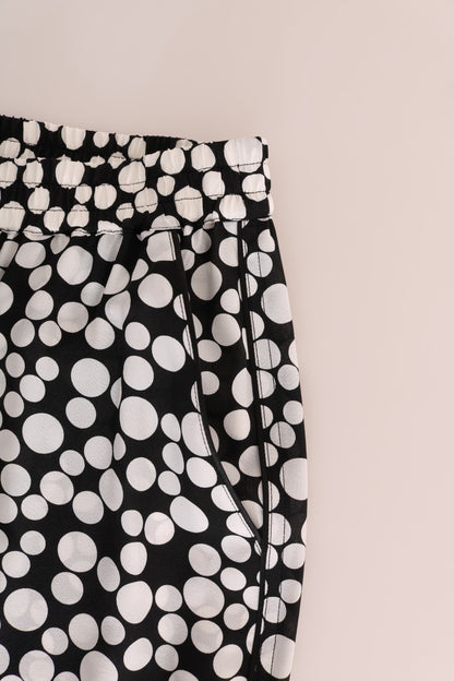  - Elegant Polka Dot Silk High-Waist Pants