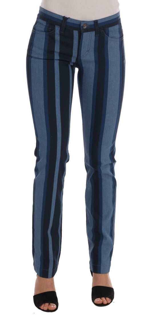  - Chic Blue Striped Slim Fit Girly Jeans