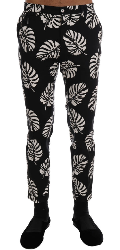  - Slim Fit Leaf Print Ankle Pants