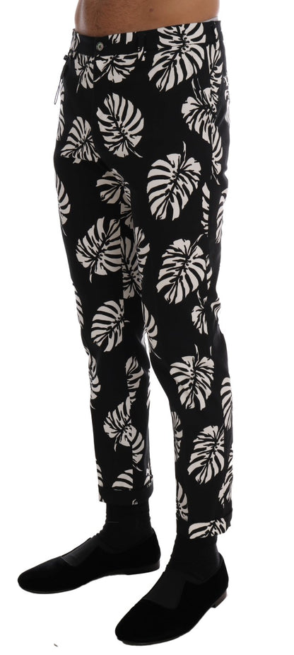  - Slim Fit Leaf Print Ankle Pants