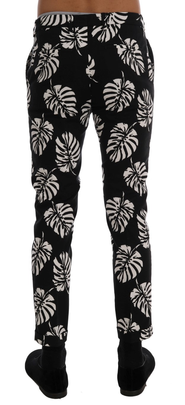  - Slim Fit Leaf Print Ankle Pants