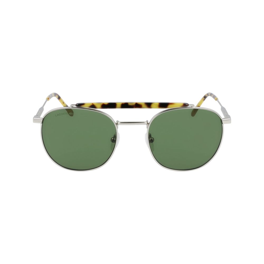 Lacoste Men's Sunglasses – Silver Metal Frame, Green Lenses