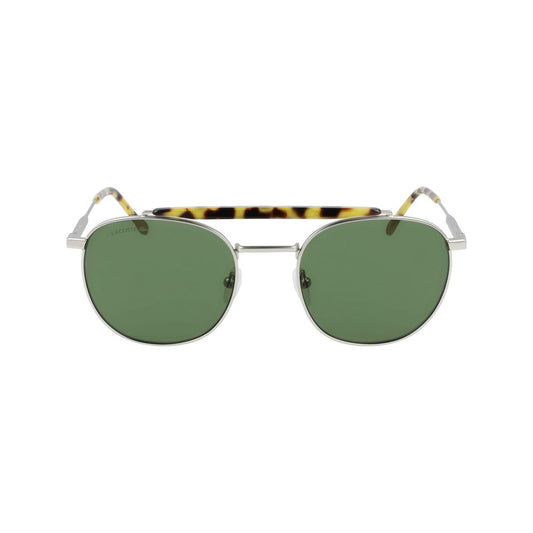 Lacoste Men's Sunglasses – Silver Metal Frame, Green Lenses
