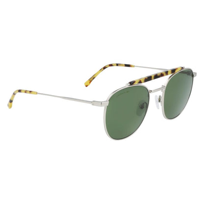 Lacoste Men's Sunglasses – Silver Metal Frame, Green Lenses
