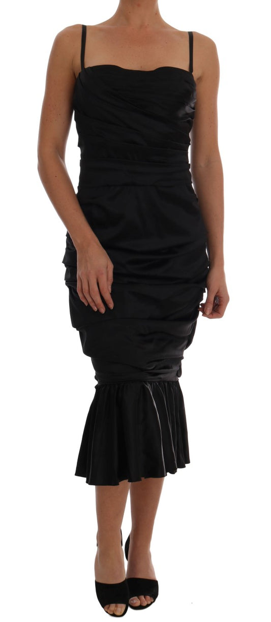  - Elegant Silk Stretch Bustier Midi Dress