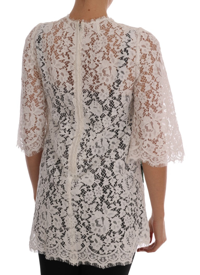  - Elegant White Lace Embellished Mini Blouse