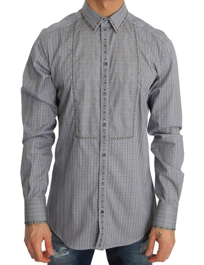  - Elegant Gray Checkered Slim Fit Casual Shirt