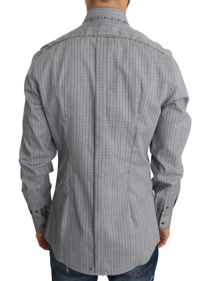  - Elegant Gray Checkered Slim Fit Casual Shirt