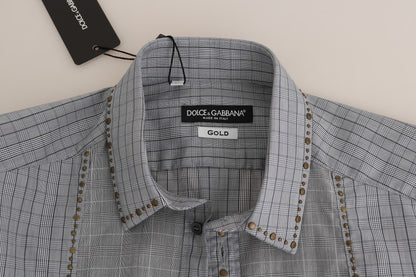  - Elegant Gray Checkered Slim Fit Casual Shirt