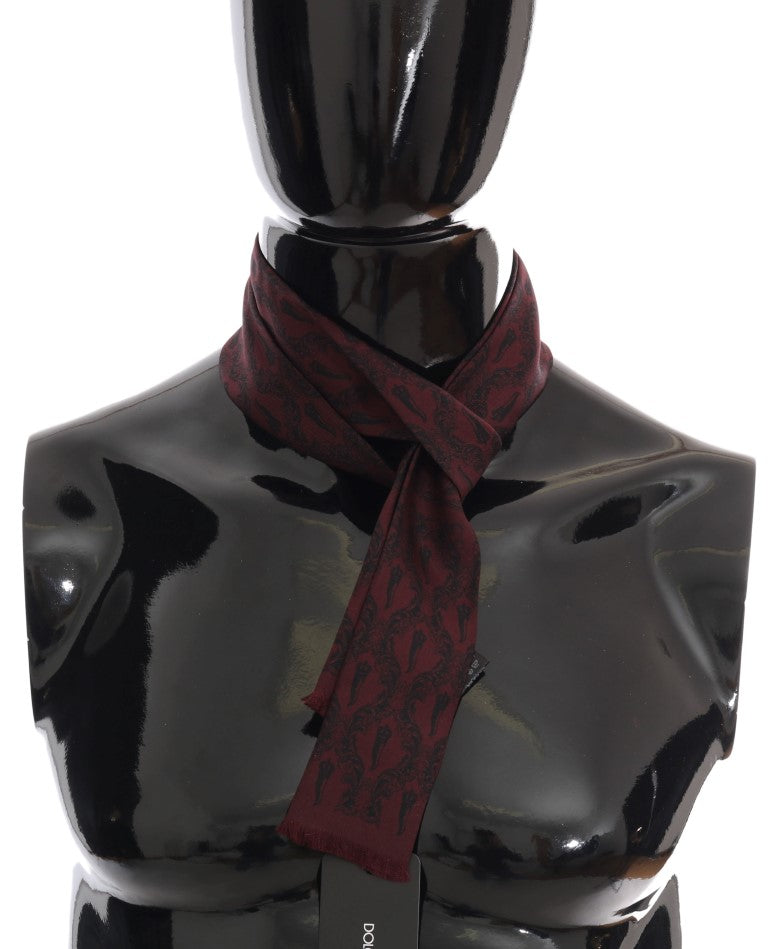  - Silk Bordeaux Crown Chili Print Mens Scarf