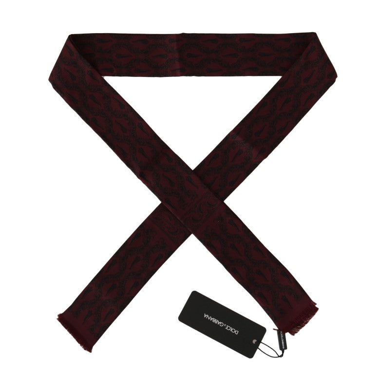  - Silk Bordeaux Crown Chili Print Mens Scarf