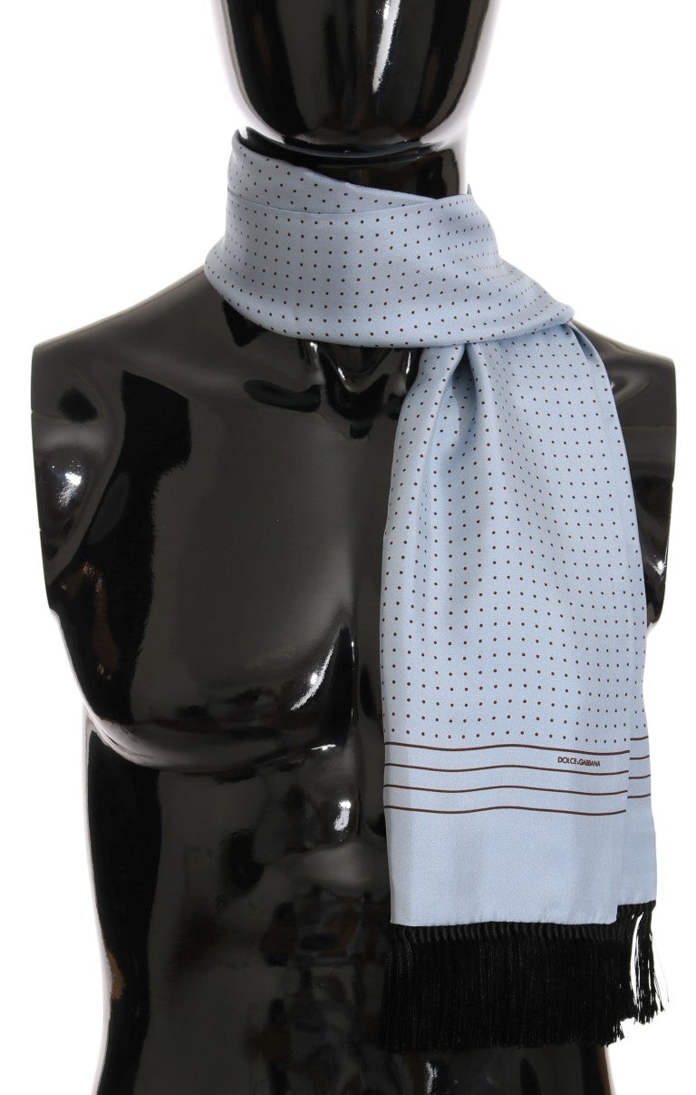  - Elegant Blue Silk Polka Dot Men's Scarf