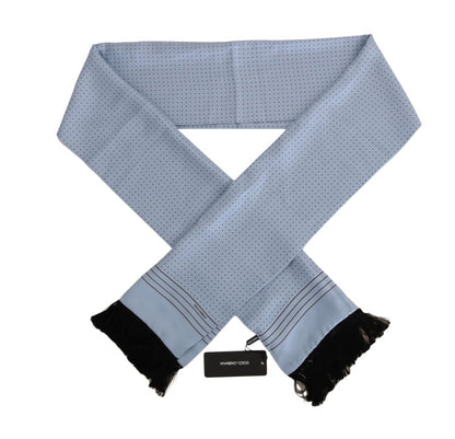  - Elegant Blue Silk Polka Dot Men's Scarf