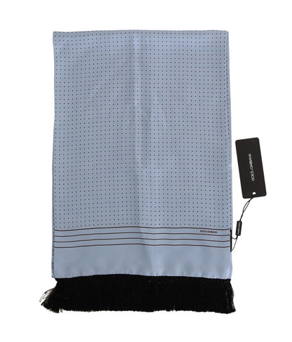  - Elegant Blue Silk Polka Dot Men's Scarf