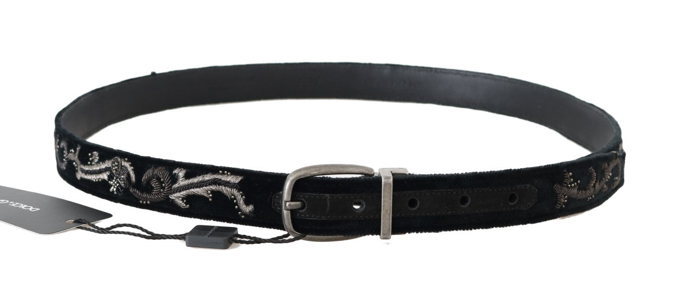  - Elegant Black Cotton-Leather Men's Belt