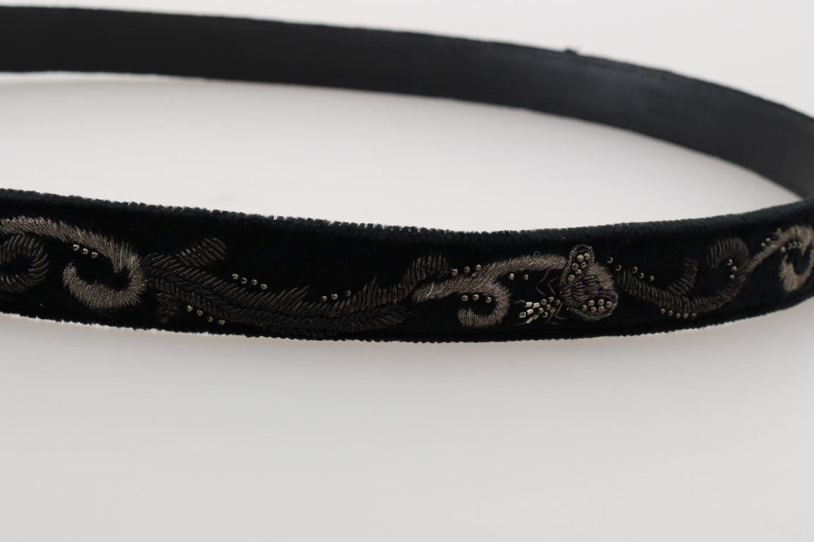  - Elegant Black Cotton-Leather Men's Belt