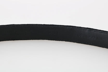  - Elegant Black Cotton-Leather Men's Belt