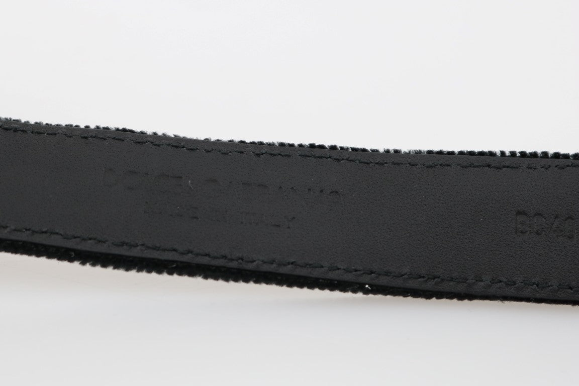  - Elegant Black Cotton-Leather Men's Belt