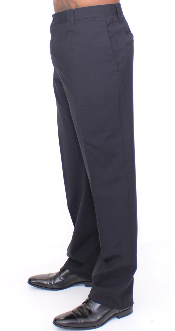  - Elegant Pleated Black Wool Trousers