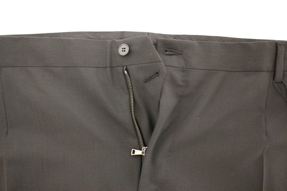  - Elegant Pleated Black Wool Trousers