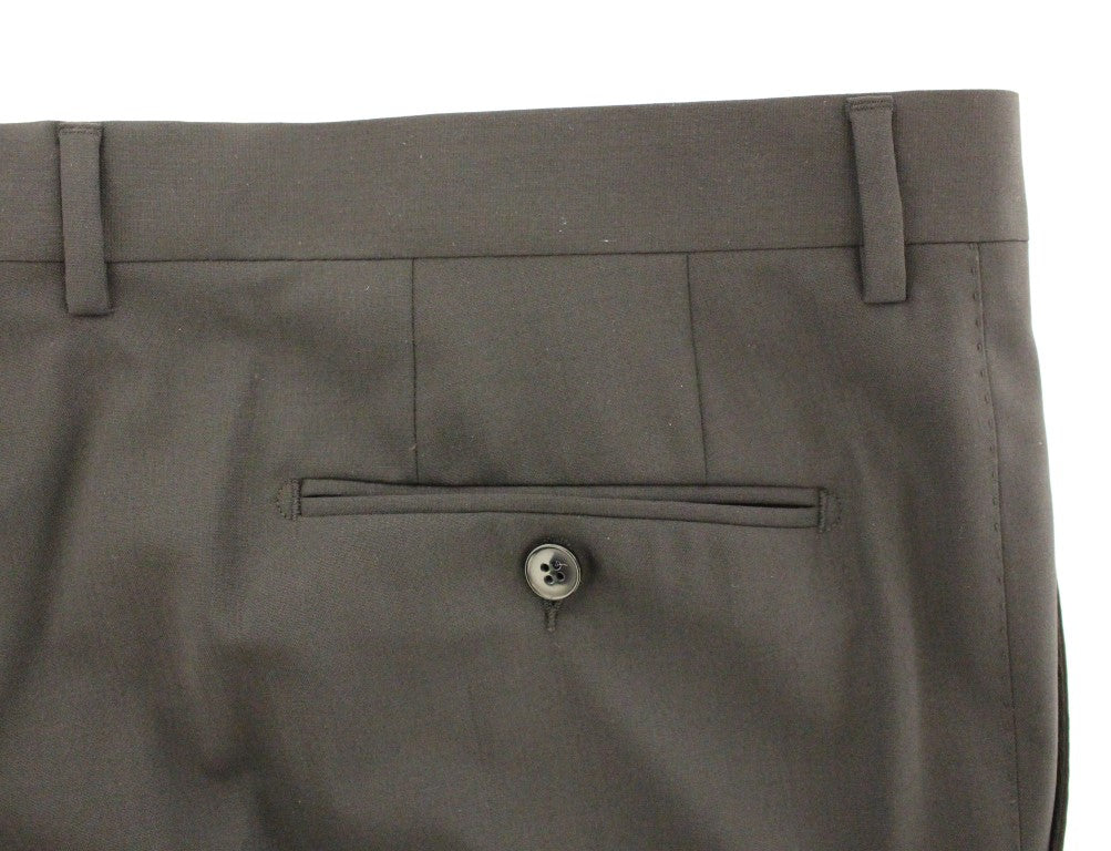  - Elegant Pleated Black Wool Trousers