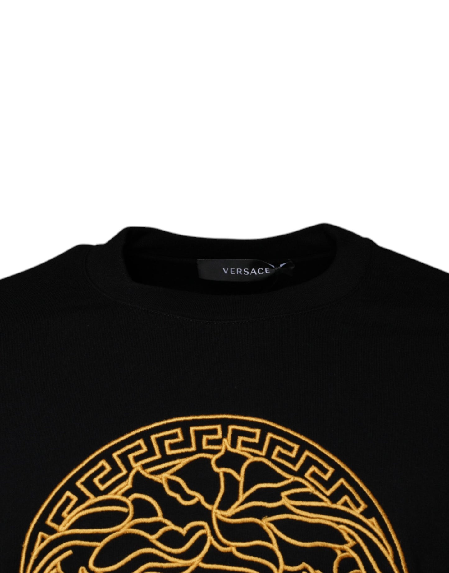 Versace - Men's Black Medusa Embroidery Crew Neck Pullover Sweater