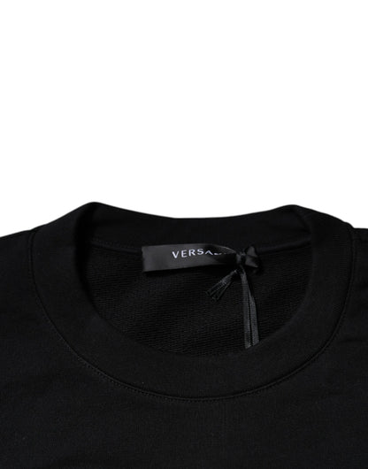 Versace - Men's Black Medusa Embroidery Crew Neck Pullover Sweater