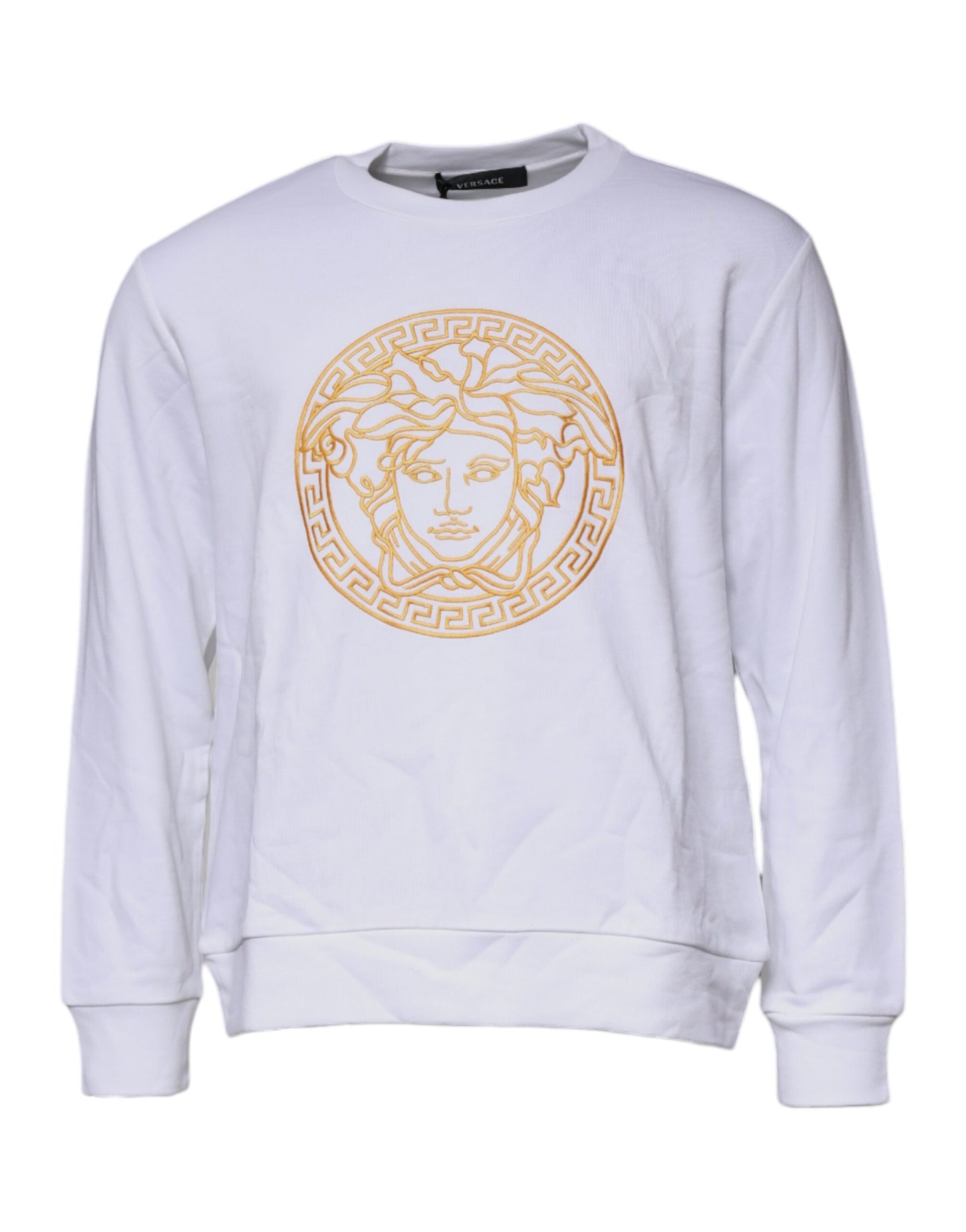 Versace - Men's White Medusa Embroidery Crew Neck Pullover Sweater