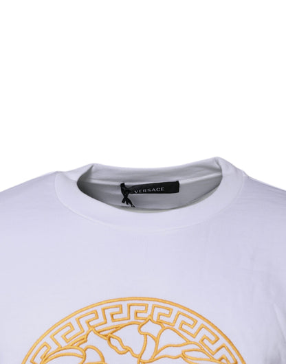 Versace - Men's White Medusa Embroidery Crew Neck Pullover Sweater