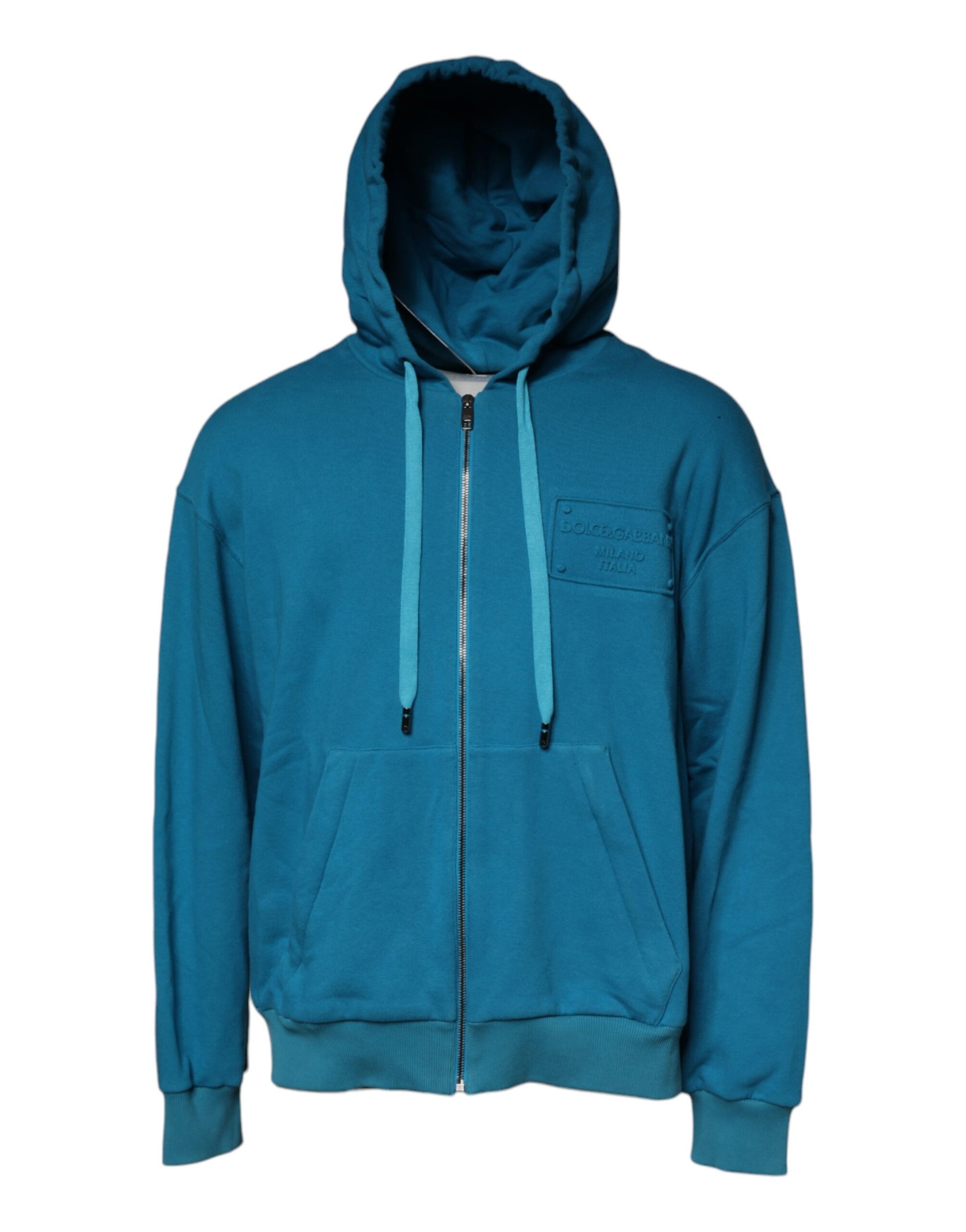 Dolce & Gabbana Aqua Blue Full Zip Logo Hoodie for Men